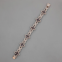 Bracelet unisexe de luxe en argent 925 plaqué rhodium, ton or rose, avec diamants taille fleur et sertissage pavé, style hip-hop, bijoux à maillons de chaîne