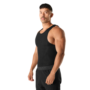 Men's Black Ribbed Tank Top Slim Fit Sleeveless Athletic Vest Lightweight Gym Workout Training Fitness Casual Summer Wear - Product Image 6