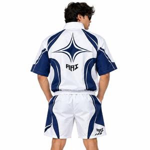 Wholesale Custom <b>Men</b>’s Short Sleeve Windbreaker <b>Jacket</b> & Shorts Colorblock Quarter Zip <b>Summer</b> Hoodies Shorts Sportswear <b>Jackets</b> - Product Image 2
