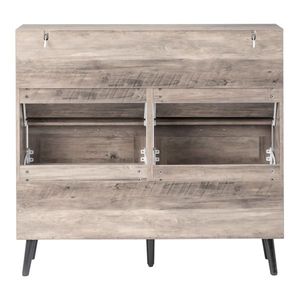 Porta Scorrevole a Maniglia Singola con 4 Cassetti Ribaltabili in Metallo Nero e Legno Massello su Scatole e Organizzatori per Scarpe in Plastica Nera - Product Image 4