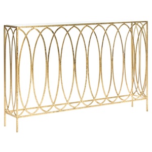 Table console en métal doré avec plateau en verre, table moderne pour couloir, entrée ou salon - Product Image 4