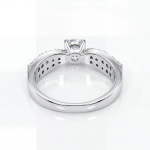 2.70 CT Total Diamond Weight 14K White Gold Lab Grown Diamond Round Cut <b>Split</b> Shank Double Row Pave Engagement <b>Ring</b> - Product Image 2