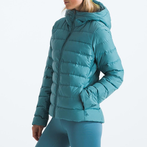 Doudoune matelassée tendance en toile tricotée pour femme, imperméable, coupe-vent, respirante, avec fermeture éclair et capuche brillante - Product Image 3