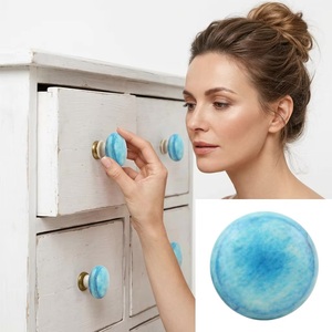 Modern Design Blue Resin Wooden Bone Horn Brass Cabinet <b>Knobs</b> for Kitchen Bathroom Bedroom Drawers Wardrobes <b>Dressers</b>-New Indian - Product Image 2