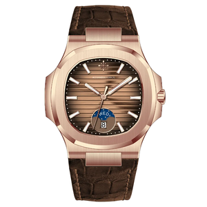 นาฬิกาข้อมือผู้ชาย Alexander Ferros รุ่น 6122R-08 สายหนัง หน้าปัดกลม ขนาด 42.5 มม. ตัวเรือนสแตนเลสสตีล ระบบอัตโนมัติ สายรัดแบบหัวเข็มขัด  หน้าปัดแซฟไฟร์ กันน้ำได้ - Product Image 1