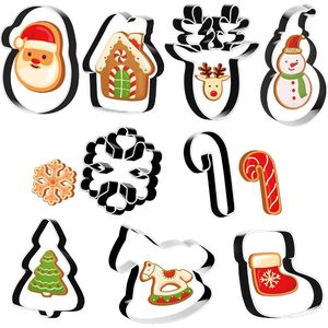 Set di 9 Decorazioni per Feste Natalizie, Stampini per Biscotti a Forma di Babbo Natale, Pupazzo di Neve e Bastoncini di Zucchero per Dolci Festivi - Product Image 1