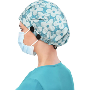 Adjustable Unique Design Elastic <b>Scrub</b> Hats Button Sweatband Design Cotton Twill Fabric Unisex Hospital Use Nursing <b>Scrub</b> <b>Cap</b> - Product Image 2