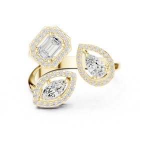 Bague intelligente en or massif 14 carats avec diamants de laboratoire de formes variées, pierres latérales rondes, design élégant et moderne, best-seller - Product Image 5