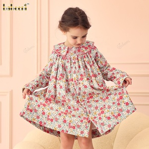 Robe florale brodée imprimée ODM 100% coton coupe trapèze mini décontractée automne écologique respirante certifiée OEKO-TEX pour fille - Product Image 5