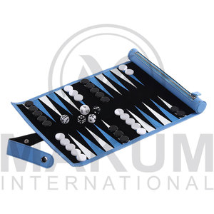 Backgammon de luxe sur mesure de haute qualité, en cuir noir et blanc, avec jetons. - Product Image 3