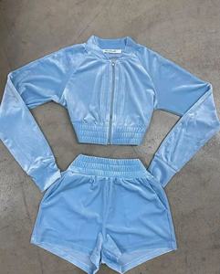 High Quality Hooded Casual Tracksuit Set Custom Windbreaker Two Piece Zip <b>Jacket</b> Sweatsuit Organic Cotton Breathable <b>Rhinestone</b> - Product Image 5