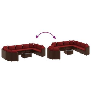 Set of 10 Brown PE Rattan Patio <b>Sofa</b> Large Adjustable <b>Feet</b> Durable Outdoor Furniture - Product Image 6