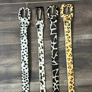 Cheveux fabriqués à la main sur peau imprimé Animal Western femmes ceinture à la main 100% cuir véritable Style Boho fourrure couverture boucle ceinture pour jean - Product Image 6