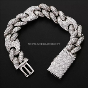 RB Gems Custom VVS Diamond Heart Cut 14K Gold Plated Iced Out Cuban <b>Bracelet</b> GIA Certified Premium Fine Romantic Jewelry for <b>Men</b> - Product Image 2