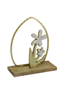 Artesign Nickel Aluminium Gold & Silver Floral Table <b>Decor</b> with Modern <b>Arch</b> Frame and Durable Wooden Base - Product Image 4