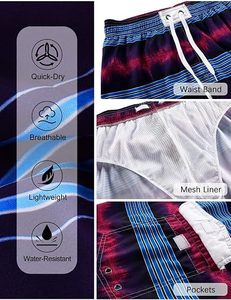 Shorts de bain pour hommes à imprimé tortue, séchage rapide, extensibles, avec cordon de serrage à la taille, poches, style décontracté, longueur Bermuda, imprimé par transfert thermique - Product Image 4