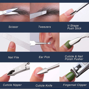 ชุดทำเล็บสแตนเลส ชุดดูแลเล็บ ชุดอุปกรณ์ดูแลเล็บแบบพกพา ชุดทำเล็บมือและเล็บเท้าพร้อมที่ตัดเล็บและอุปกรณ์เสริมความงาม - Product Image 6