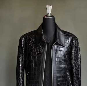 Custom Python Grain <b>Leather</b> <b>Jacket</b> Men Luxury Genuine <b>Leather</b> OEM ODM Factory Sample Service Available Worldwide - Product Image 4