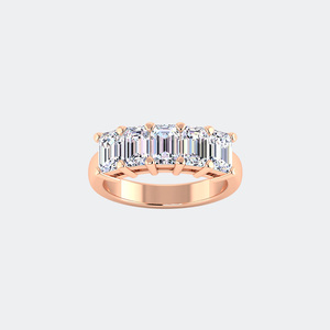 4.00CTW Emerald Cut Prong Set Five-<b>Stone</b> Band Ring 10K Gold Plated Lab Grown Diamonds Luxury - Product Image 6