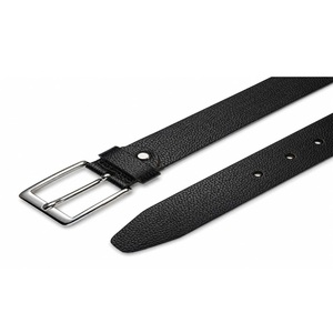 Cinturón Casual de Cuero Texturizado Negro para Hombre con Hebilla de Latón Niquelado Elegante, Apto para Uso Casual o de Fiesta - Product Image 5