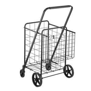 Carrito de Compras Plegable Jumbo de Alta Resistencia, 110 LBS, con Dos Cestas, Ruedas Giratorias de 360°, Carrito Grande para Supermercado - Product Image 1