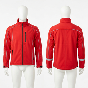 Veste de travail en polyester et élasthanne Softshell orange haute visibilité 320 GSM avec bande réfléchissante et logo personnalisé brodé - Product Image 5