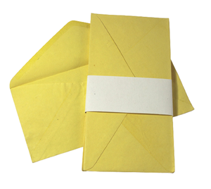 Juego de sobres de papel de algodón reciclado hecho a mano en color amarillo, sin ácido y sin madera, juego de papelería. - Product Image 2