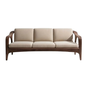 Canapé en bois massif de style moderne du milieu du siècle, structure minimaliste trois places, meuble de salon - Product Image 1