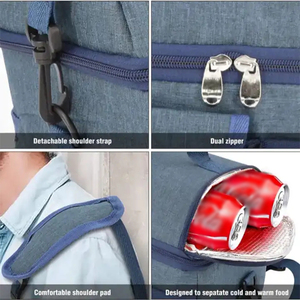 Heat Sealed Freezer Pack Lunch Bag Insulated Marine Thermal <b>Cooler</b> Bag Two Compartments with Tableware Holder - Product Image 3