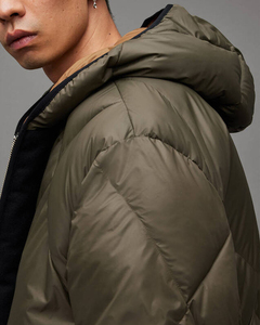 Men's Puffer Jacket-Waterproof Canvas <b>Stand</b> Collar Front Logo Winter Coat-Modern Functional Daily Wear Gear - Product Image 5