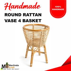 Cesta redonda de ratán, florero artesanal, 4 unidades - Product Image 1