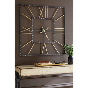 Modern <b>Square</b> Metal Wall Clock Analog Quartz Design Geometric Pattern for Living Room Decoration At Best Price - Product Image 4