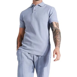 Custom Men's Summer Streetwear 2-Piece Set Short Sleeve Lapel Button Shirt and Sweat Shorts <b>Track</b> Suit for Casual Style - Product Image 1