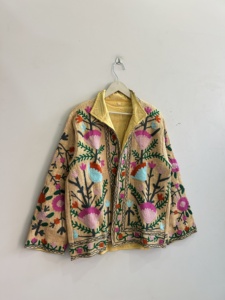 Veste en velours Suzani brodée à la main, couleurs assorties, pour femme, cadeau pour elle - Product Image 6