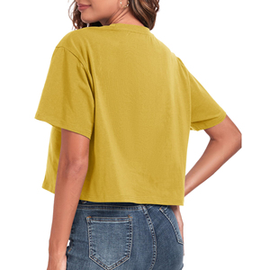 T-shirt court pour femme en coton doux, décontracté, à manches courtes, col rond, tendance, confortable, streetwear, été, pas cher - Product Image 2
