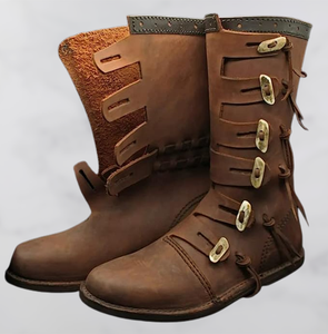 Bottes médiévales en cuir faites à la main pour hommes, chaussures authentiques de reconstitution historique de la Renaissance, chaussures de costume historique, pour anniversaire et Halloween - Product Image 1