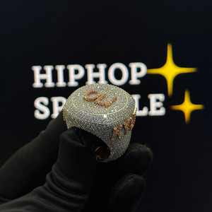 Luxury Custom <b>Ring</b> Fully Iced Out Moissanite Rose Gold Letter 925 Sterling <b>Silver</b> Hip Hop <b>Statement</b> Jewelry <b>Ring</b> for Men Women - Product Image 5