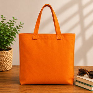 Bolsa de Tela con Diseño Floral 'Choose Happiness', Color Naranja, Estilo Minimalista, para Todas las Temporadas - Product Image 6