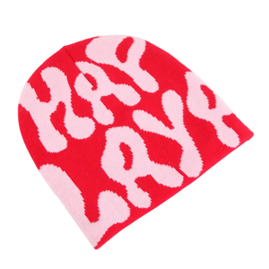 Gorro de Invierno Sublimado con Graffiti Rojo y Blanco, Mezcla de Acrílico, Cómodo, con Borde Plegado, Ajuste Flexible, Vibrante, para Uso Diario - Product Image 3
