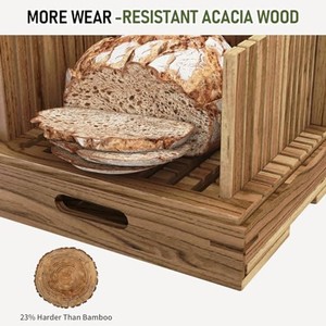 Cesta para Pan Trapezoidal de Dos Niveles de Madera de Acacia al por Mayor |   Artesanal Indio - Product Image 2