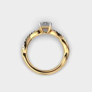 Emerald Cut Diamond Engagement Ring Twisted Pave Band Ring Two Tone Gold Wedding Jewelry Unique Bridal Ring <b>Infinity</b> Ring - Product Image 4