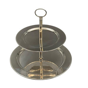 Elegante soporte de pastel de 2 niveles plateado, expositor de postres de metal, perfecto para el té de la tarde, bodas y fiestas a un precio razonable. - Product Image 5
