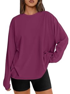 Camiseta de Moda Casual Oversize Y2K para Mujer, Blusa de Primavera de Manga Larga Holgada, Tejida en Poliéster Transpirable con Cuello Redondo, Top Deportivo - Product Image 1