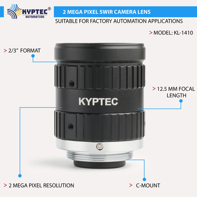 12.5mm SWIR Camera Lens for 2MP 2/3 Format Sensor High Clarity Infrared Imaging for Machine Vision Systems