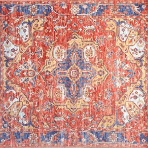 Tapis oriental noué à la main à poils ras en laine coupée avec motifs héritages - Product Image 6