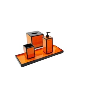 Ensemble de salle de bain en laque au design personnalisé, motif brillant orange décoratif, suite de bain en résine, accessoires de qualité hôtelière - Product Image 3
