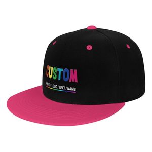 Gorra Snapback Personalizada de 6 Paneles, Negra con Visera Rosa, Ajustable, Unisex, Estilo Urbano, de Hilo de Algodón, con Logotipo de Letras Arcoíris en el Panel Frontal - Product Image 2
