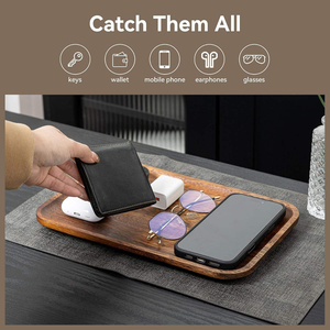 Unisex Modern Walnut Storage <b>Tray</b> for Kitchen Living Room & Desk Use Multifunctional Key Storage <b>Bedside</b> Decorative Wooden <b>Tray</b> - Product Image 5