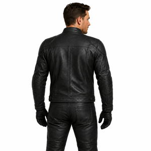 Combinaison de moto de qualité supérieure en cuir de vachette pleine fleur, veste et pantalon pour motards de rue. - Product Image 6
