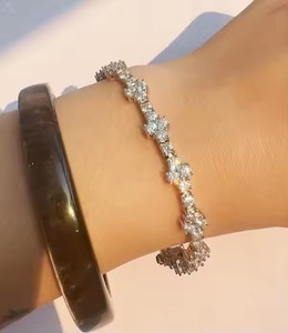 Moissanite Diamond <b>Bracelet</b> for Women and Men, Mix Cut Diamond 18k White <b>Bracelet</b> For Wedding, <b>Solid</b> Gold moissanite <b>Bracelet</b> - Product Image 3